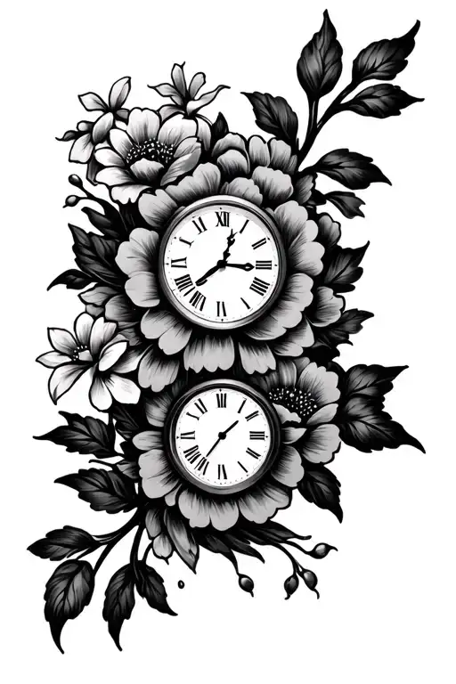 Clock With Flowers