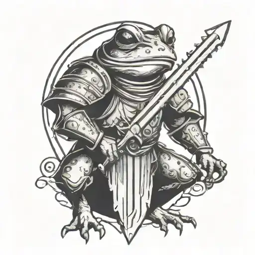 Medieval Tall Frog Knight Holding A Sword