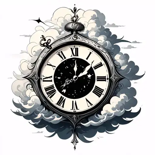 Clock Embedded Within Clouds With A 23