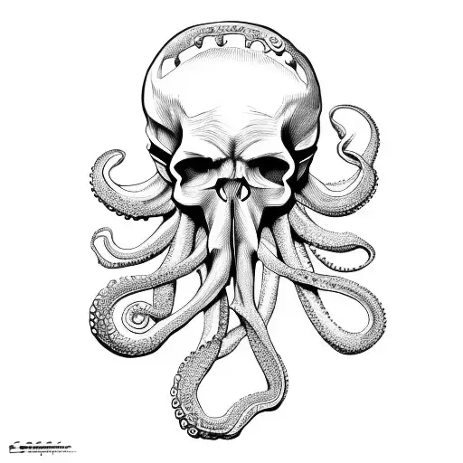 Old Skull Octopuss Scary