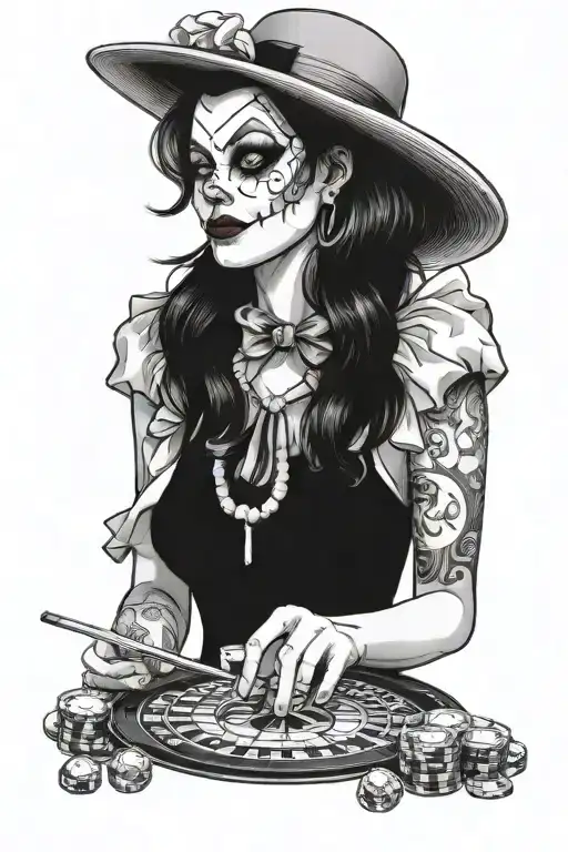 Gamble Roulette And Girl Wearing Clown