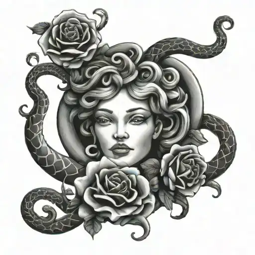 Medusa With Snakes And Roses