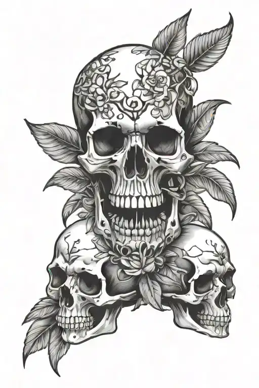 Skull And Plant Intertwined