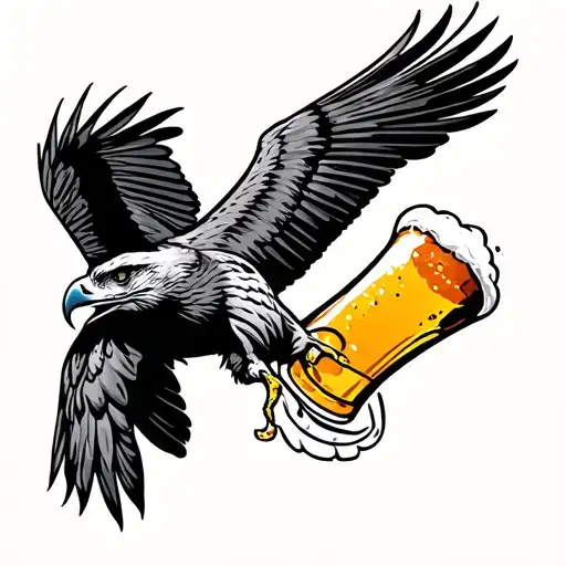 Hawk Drinking Beer