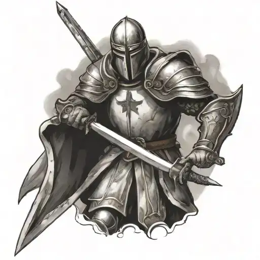 Crusader Holding Sword