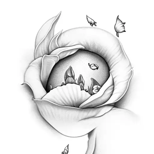 Full Sleeve With Cloud And Petal Design