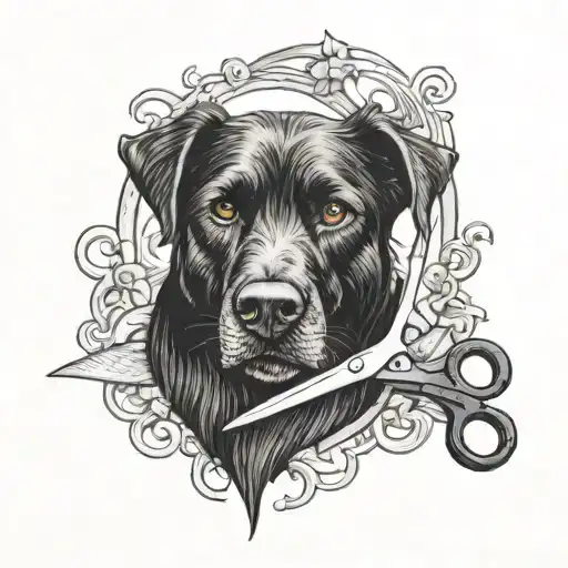 Black Dog With Scissors