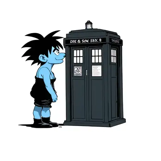 Small Son Goku Smurfette Who Kiss With The Late Doctor Who Derriere