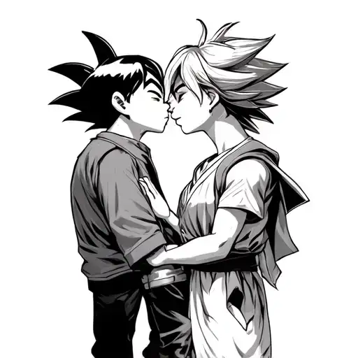 Smroumpfette Who Kisses Little Son Goku And Behind Them The Late Doctor Who