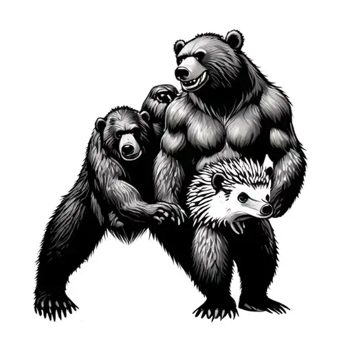 A Bigfoot A Bear And A Hedgehog Together Representing Clients Kids