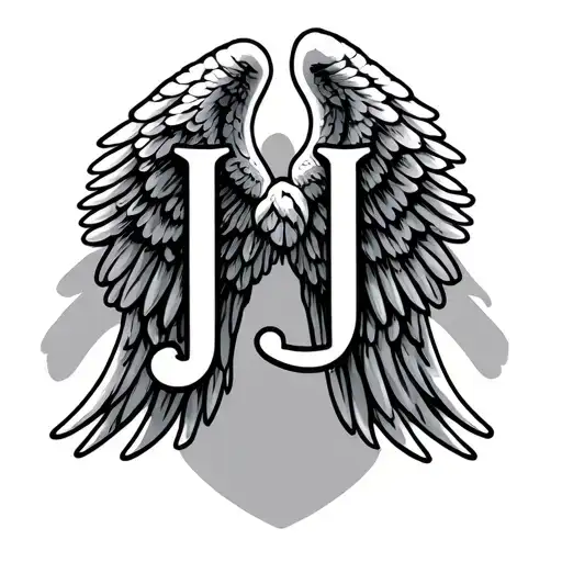 Initials Jj Angel Wings