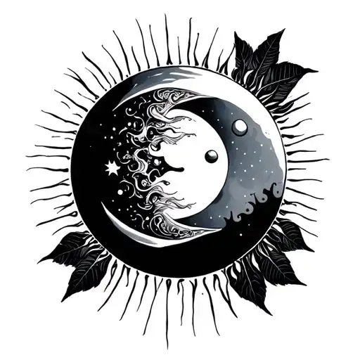 Sun And Moon Merging Together