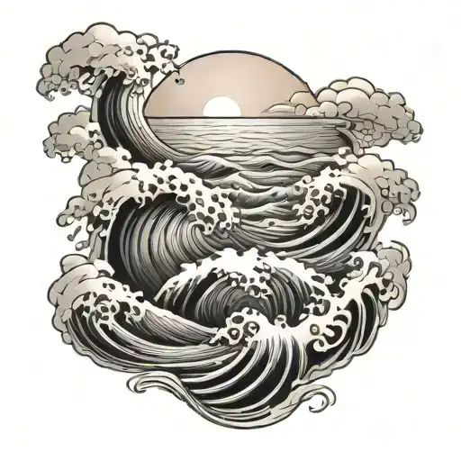 Ocean Waves Sunset Sky