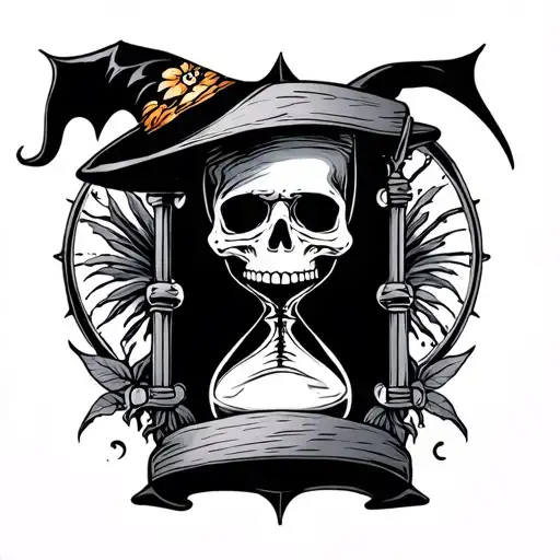 Skull Hour Glass Witchy