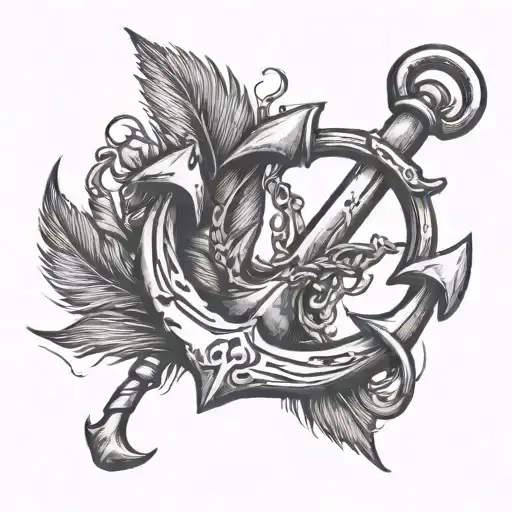 Anchor Fishing Hook And Feather