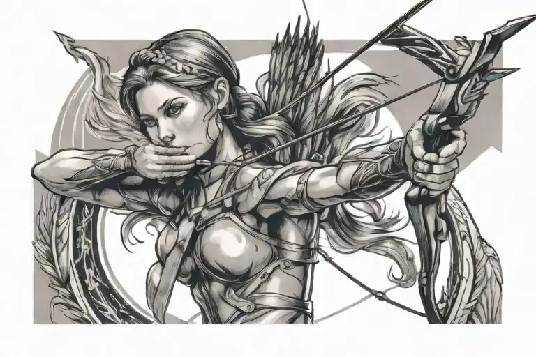 Female Archer Shooting An Arrow