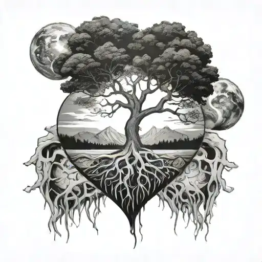 A Heart Shape Tree That Have Root In Planet Earth