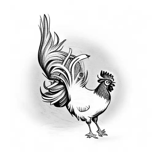 A Rooster Eating Chicken