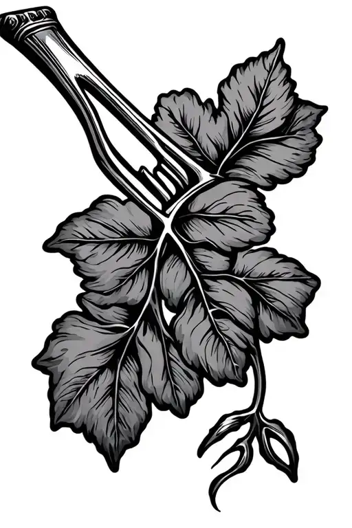 Fork With Vine Simple Line
