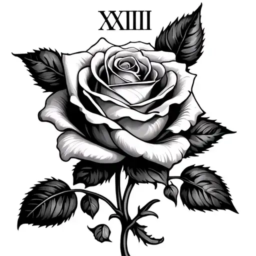 Rose With Roman Numerals