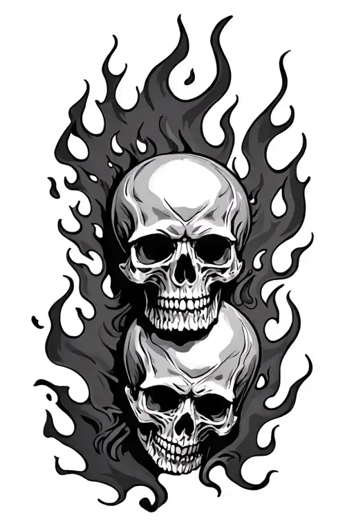 Gothic Fantasy Skulls And Flames