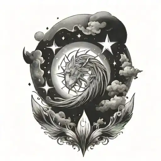 A Celestial-themed Tattoo Representing Shining Bright Even In Darkness