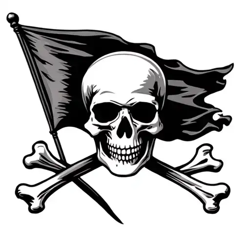 Pirate Skull And Crossbones Flag Flying