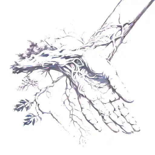 Tree Branch Turning Into A Arm And Hand Reaching