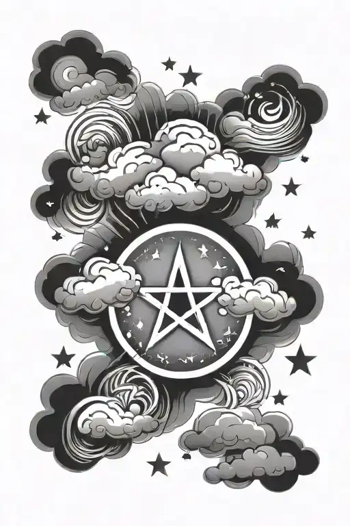 Background With Clouds And Star Sign