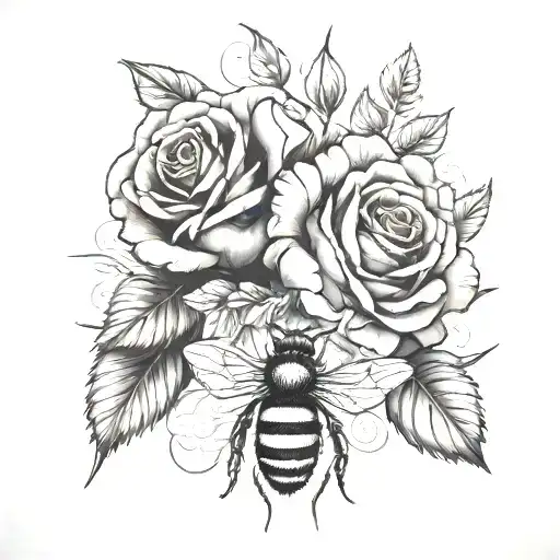 Rose And Bee And Dog Paw