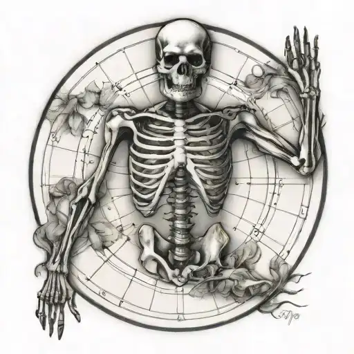 Vitruvian Man Skeleton In Circle