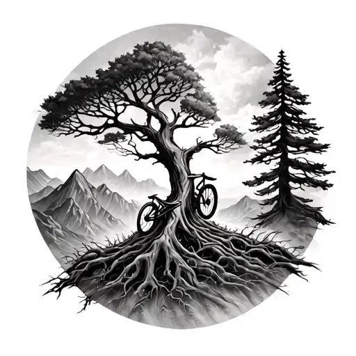 Yggdrasil Tree And Mountainbiking