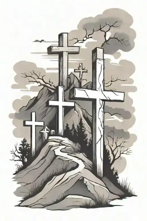 Three Crosses On A Hill