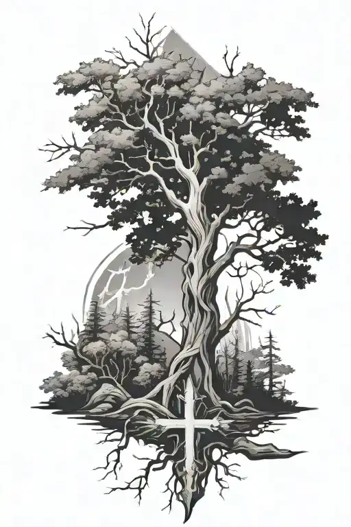 Cross And Tree Growing