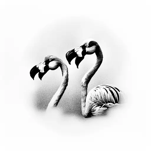 Flamingos In A Black And Grey Film Noir Scene