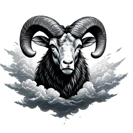 Aries Ram Surrounded By Clouds
