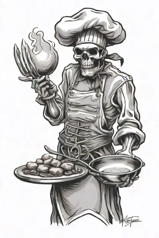 Skeleton Chef Cooking