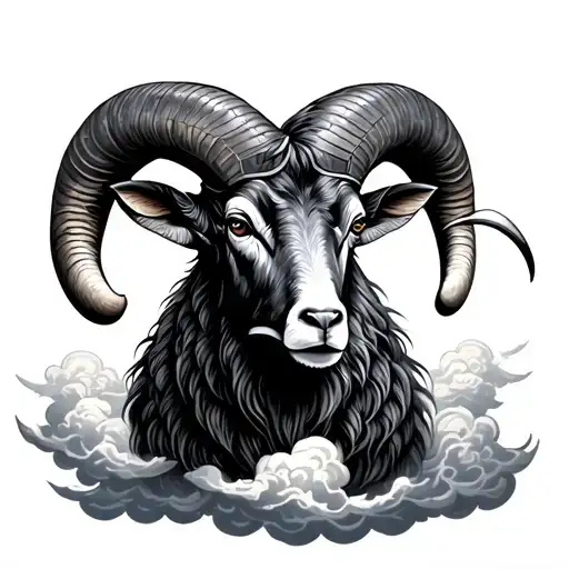 Aries Ram Surrounded By Clouds