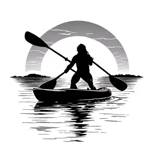 Silloutte Paddling Into Sunset