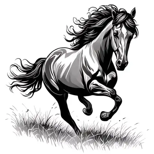 Filigree Horse Galloping Through A Field