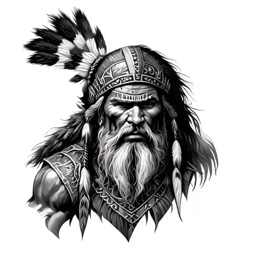 Native American And Viking Warrior