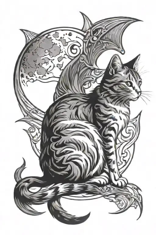 Cat And Moon