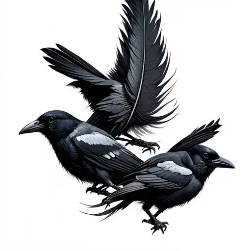 Crows Feather Cover Up Black Matchstick Floating In Midair