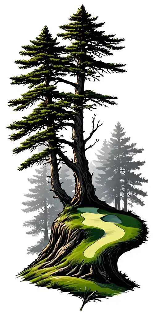 Pine Forest Wrap Around Tree Golf Course Family