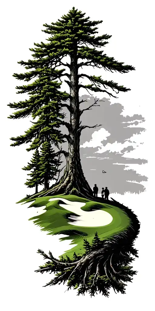 Pine Forest Wrap Around Tree Golf Course Family