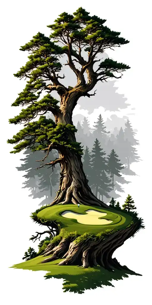 Pine Forest Wrap Around Tree Golf Course Family