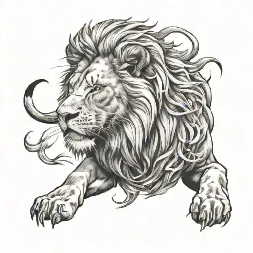 Lion In Hunting Position