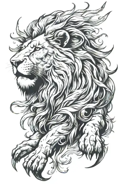 Lion In Hunting Position