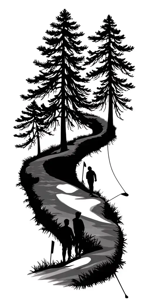 Pine Forest Wrap Around Tree Golf Course Family Shadow Figures