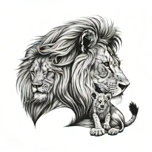 Sad Lion With Little Girl